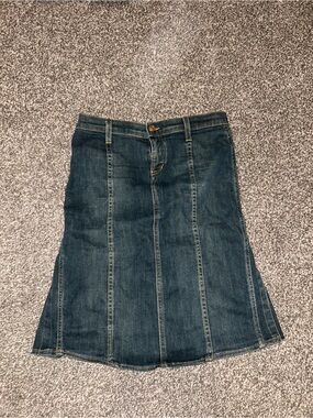 Rock & Republic Dark Blue Denim Panel A-Line Midi Skirt-Vintage